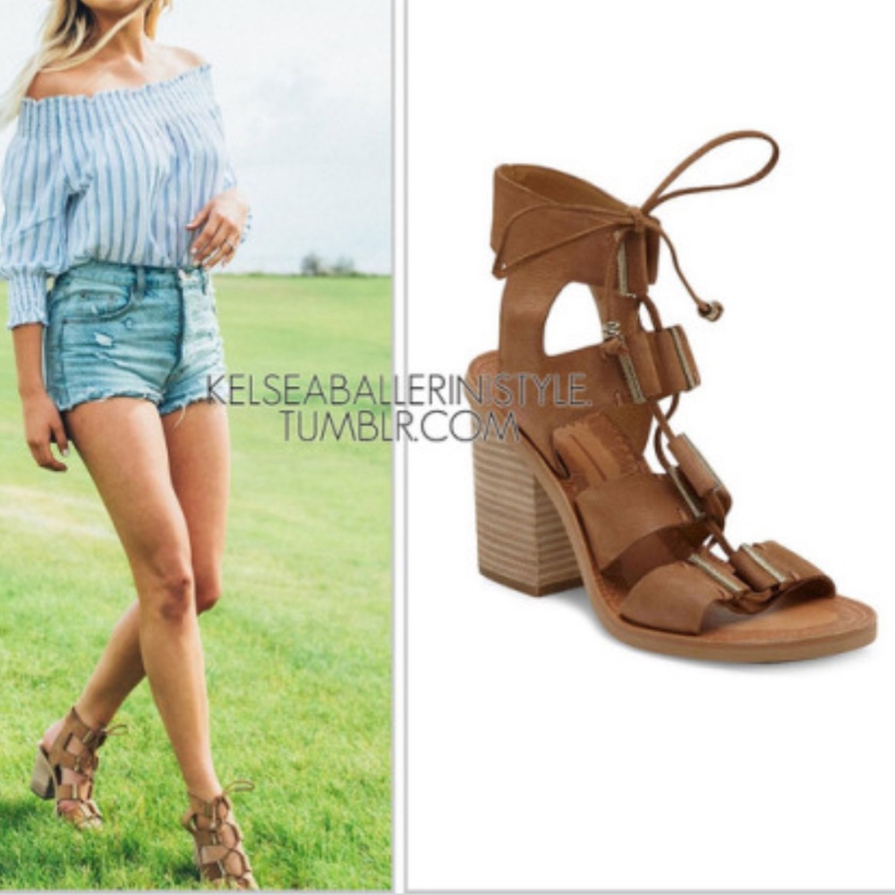 Crue Rustic Tan Heeled Genuine Leather Sandal - Picture 3 of 5